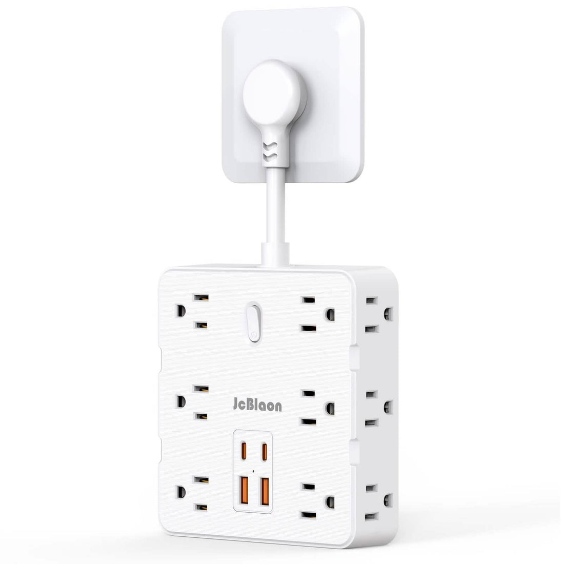 16-in-1 Power Strip – 12 AC Outlets &amp; 4 USB Ports, White