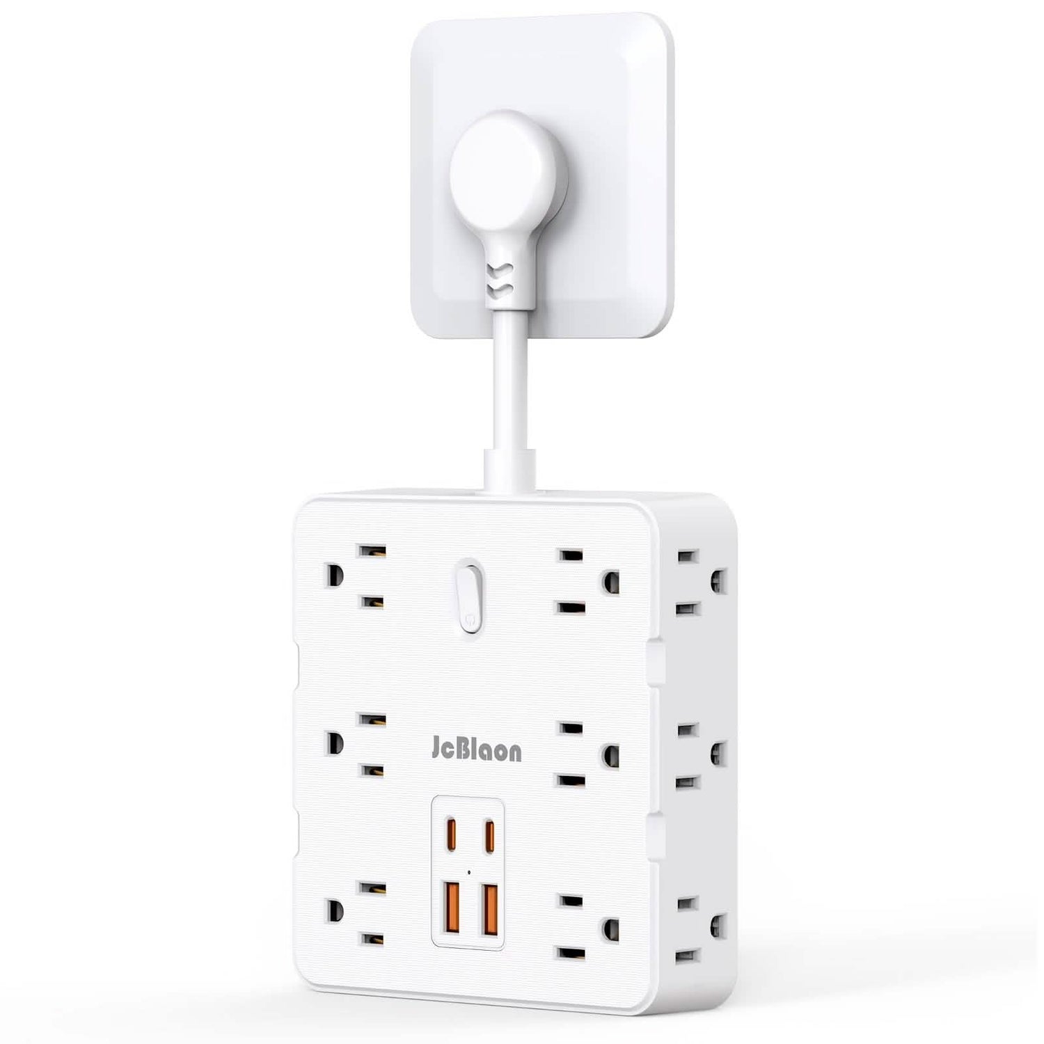 16-in-1 Power Strip – 12 AC Outlets &amp; 4 USB Ports, White