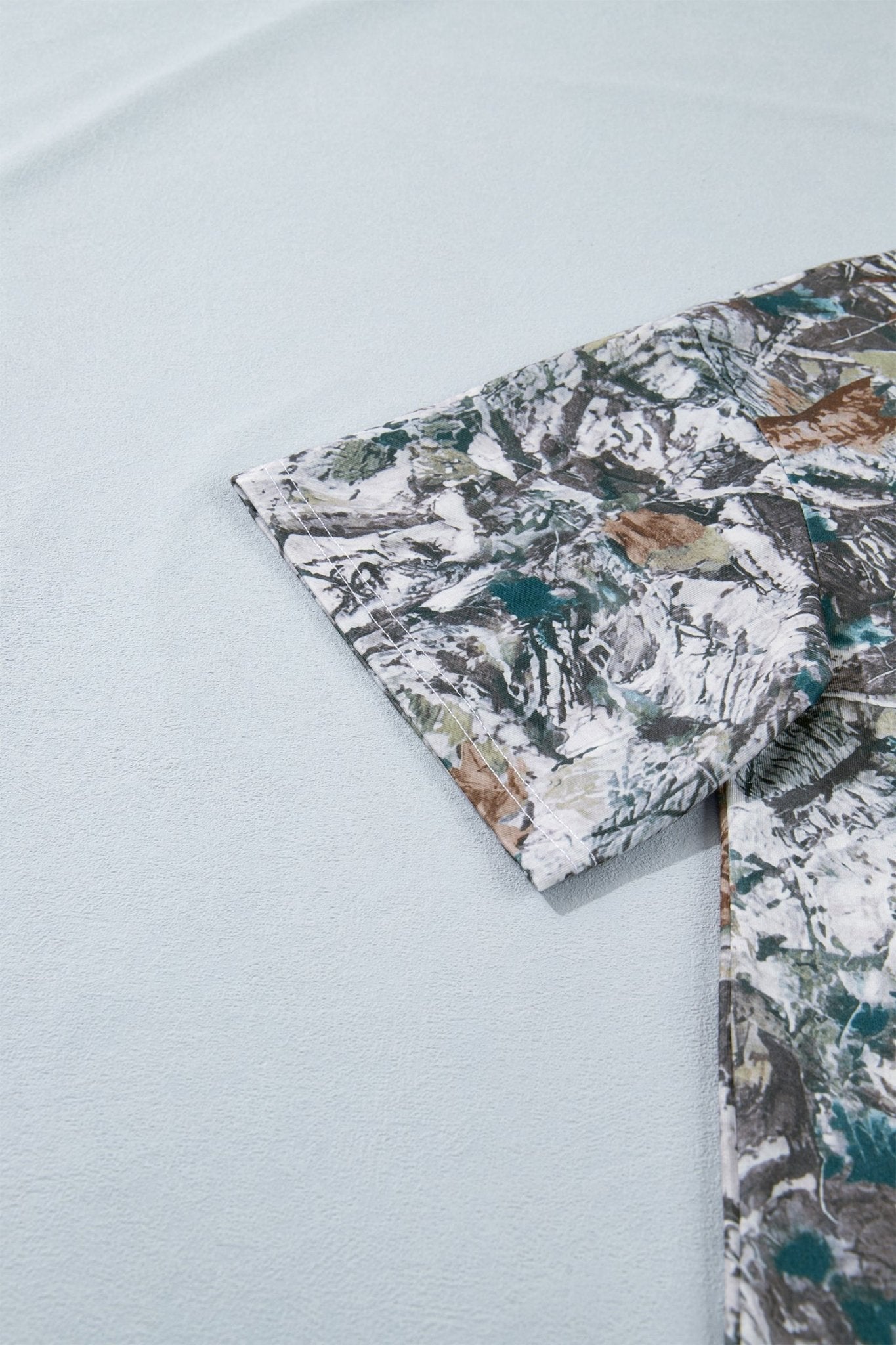 Gray Abstract Woodland Print Tunic Henley T Shirt - Loving It Shop