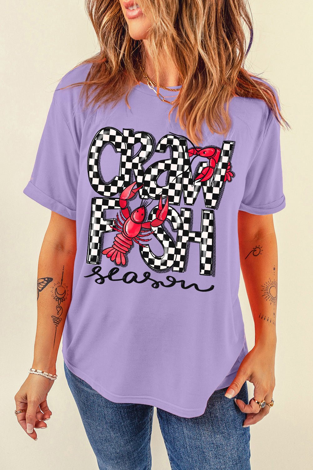Wisteria Craw Fish Season Graphic Short Sleeve Top - Loving It Shop