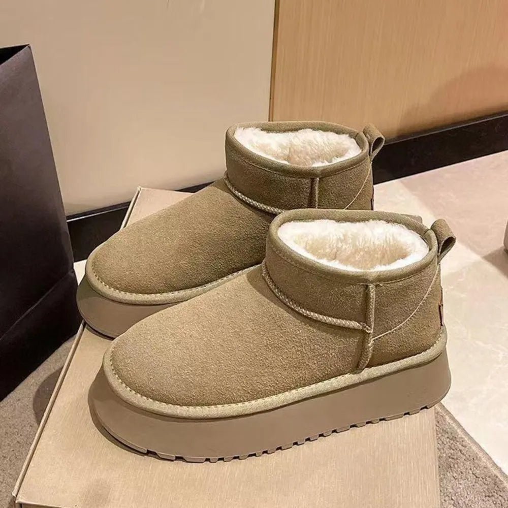 Fleece Lined Chunky Platform Mini Boots - Loving It Shop