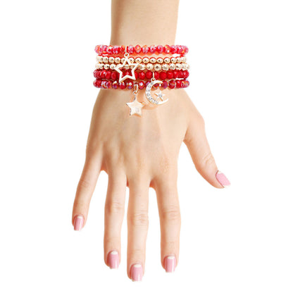 Star Bracelets Red and Gold Stylish Fashion Jewelry Accessories