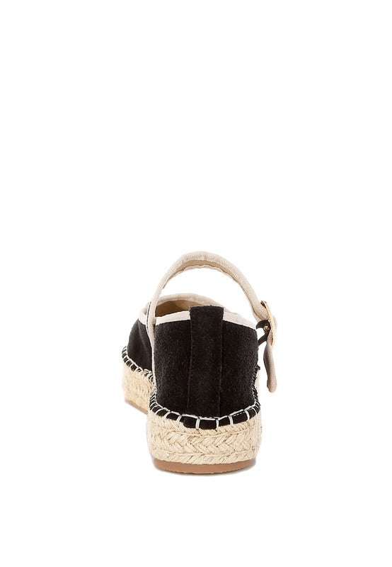 Bolean Soft Suede Leather Mary Jane Espadrilles