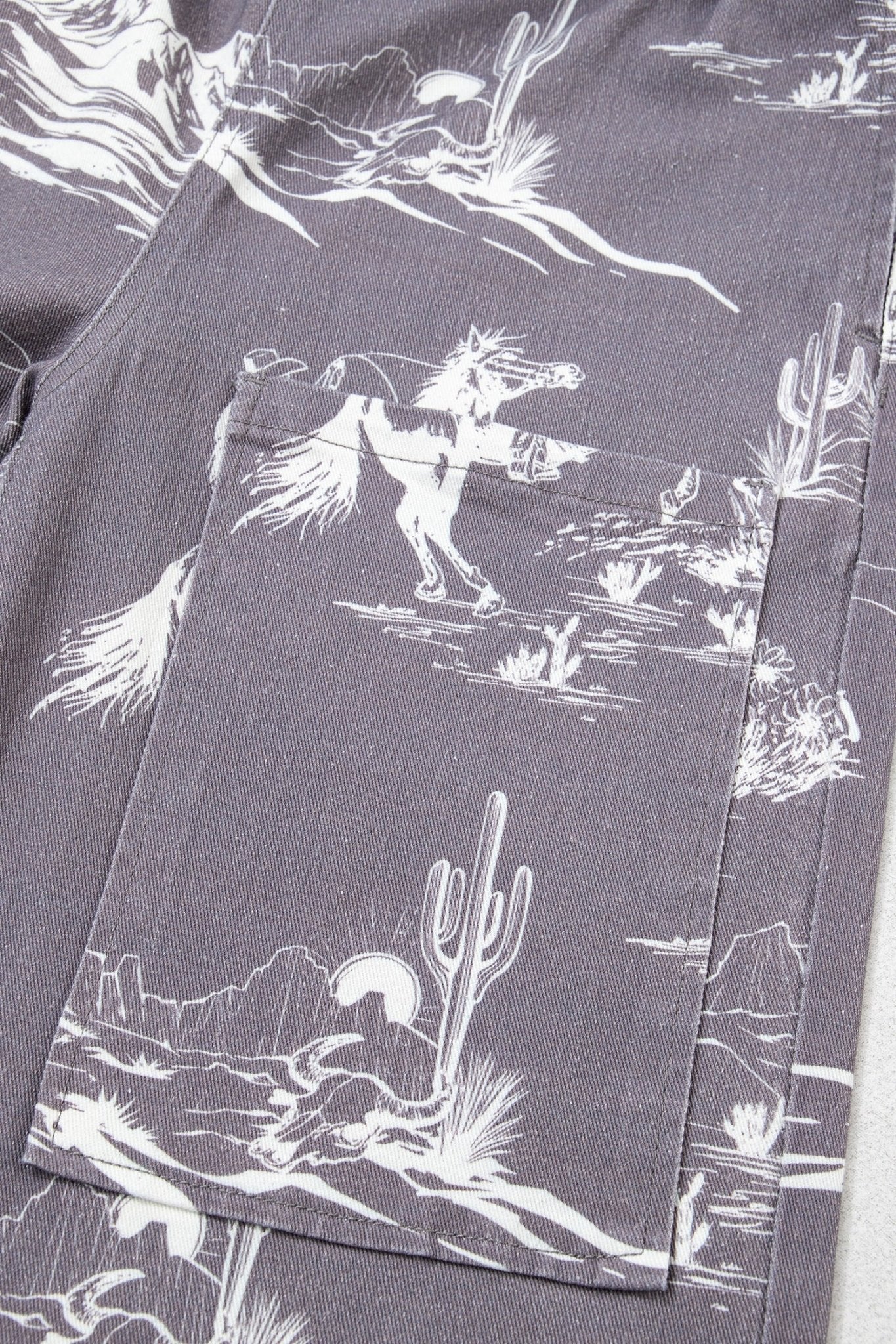 Gray Wild West Riding Vintage Printed Shift Jeans - Loving It Shop