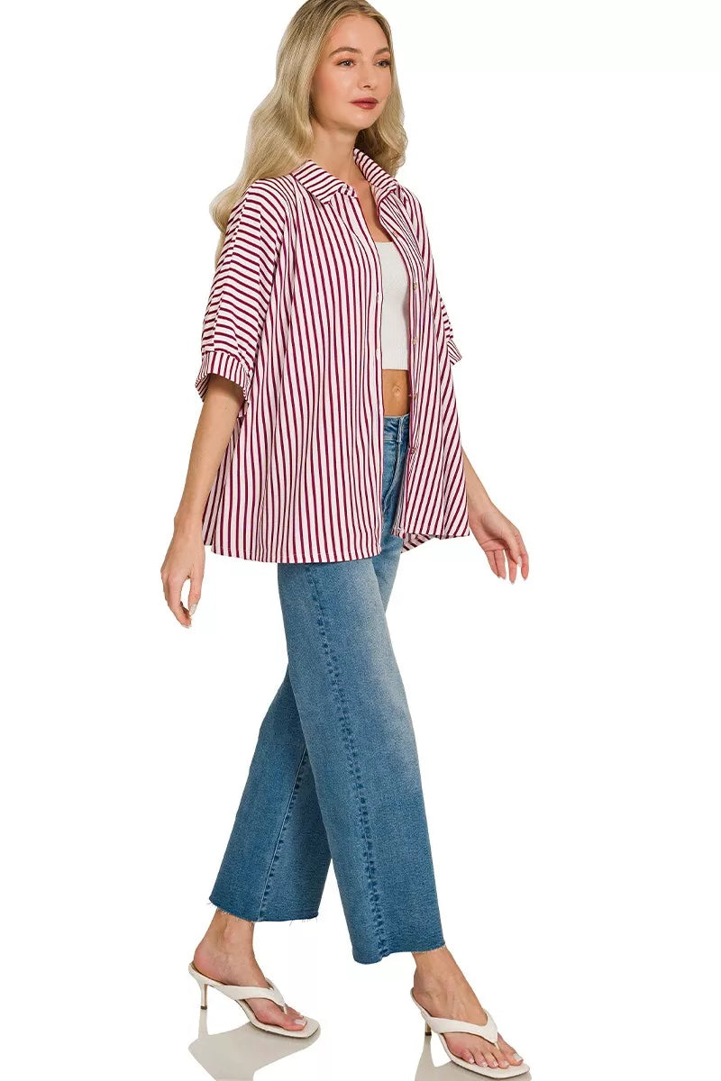 Oversized Stripe Button Down Shirt