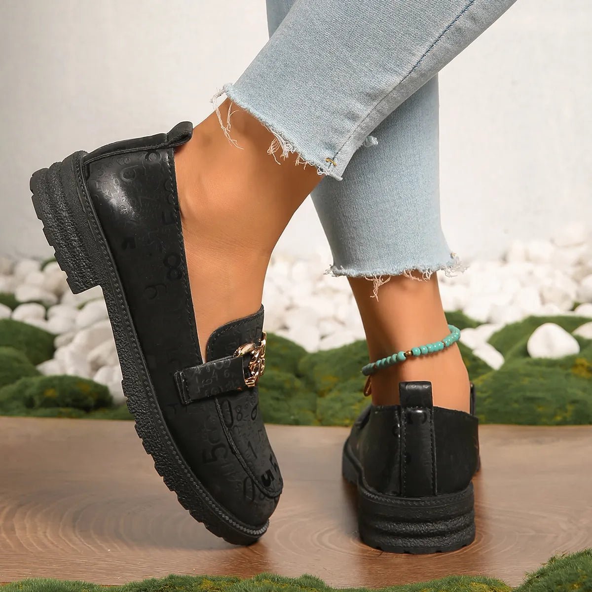 Round Toe Block Heels Loafers - Loving It Shop