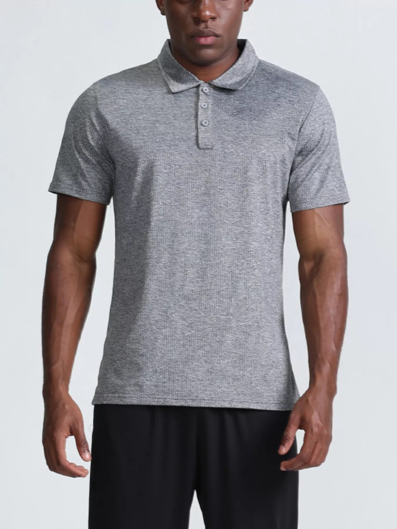 Men's Full Size Button Detail Short Sleeve Polo Plus Size