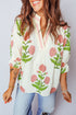 Casual Wild Flower Print V Neck 3/4 Sleeve Blouse - Loving It Shop