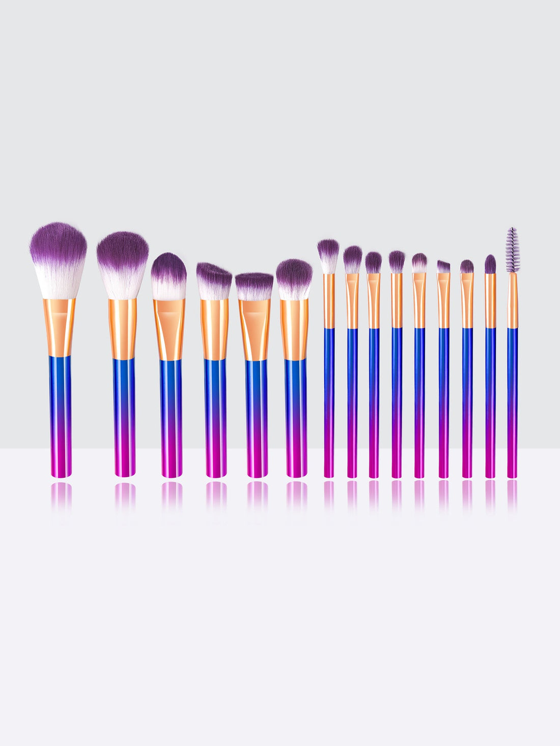 15-Piece Colorful Gradient Makeup Brush Set