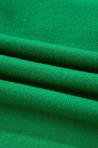Bright Green Shiny Lucky Striped Flutter Sleeve Round Neck Sweater