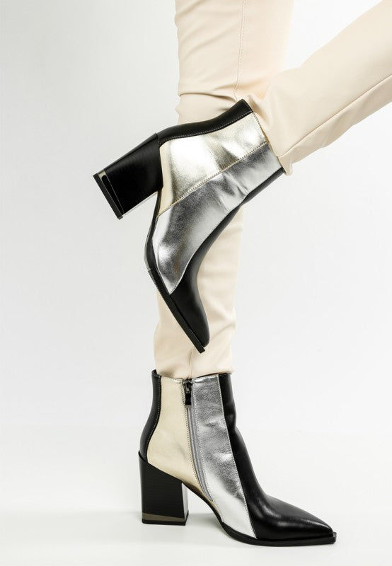 Stemon Three Tone Block Heel Boots