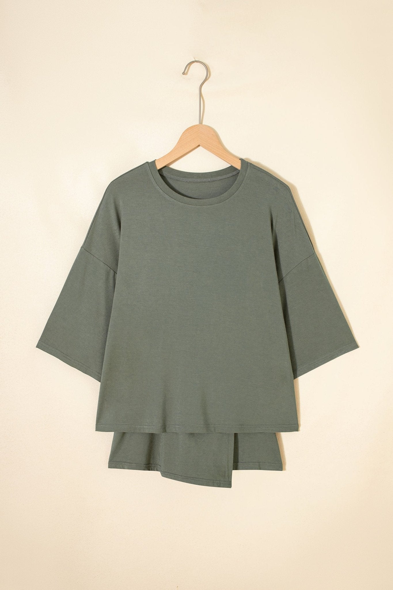 Laurel Green Solid Color Oversize Tee Tie Wrap Mini Skort 2pcs Set - Loving It Shop