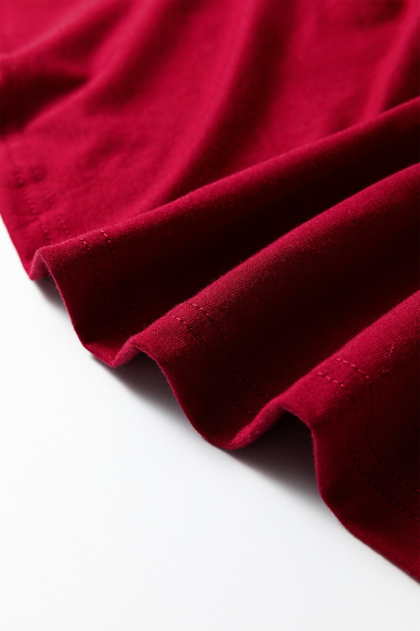 Burgundy Plus Size Solid Color Asymmetric Neck Short Sleeve Blouse