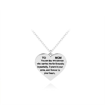 Heart-Shaped Engraved Necklace for Mother&