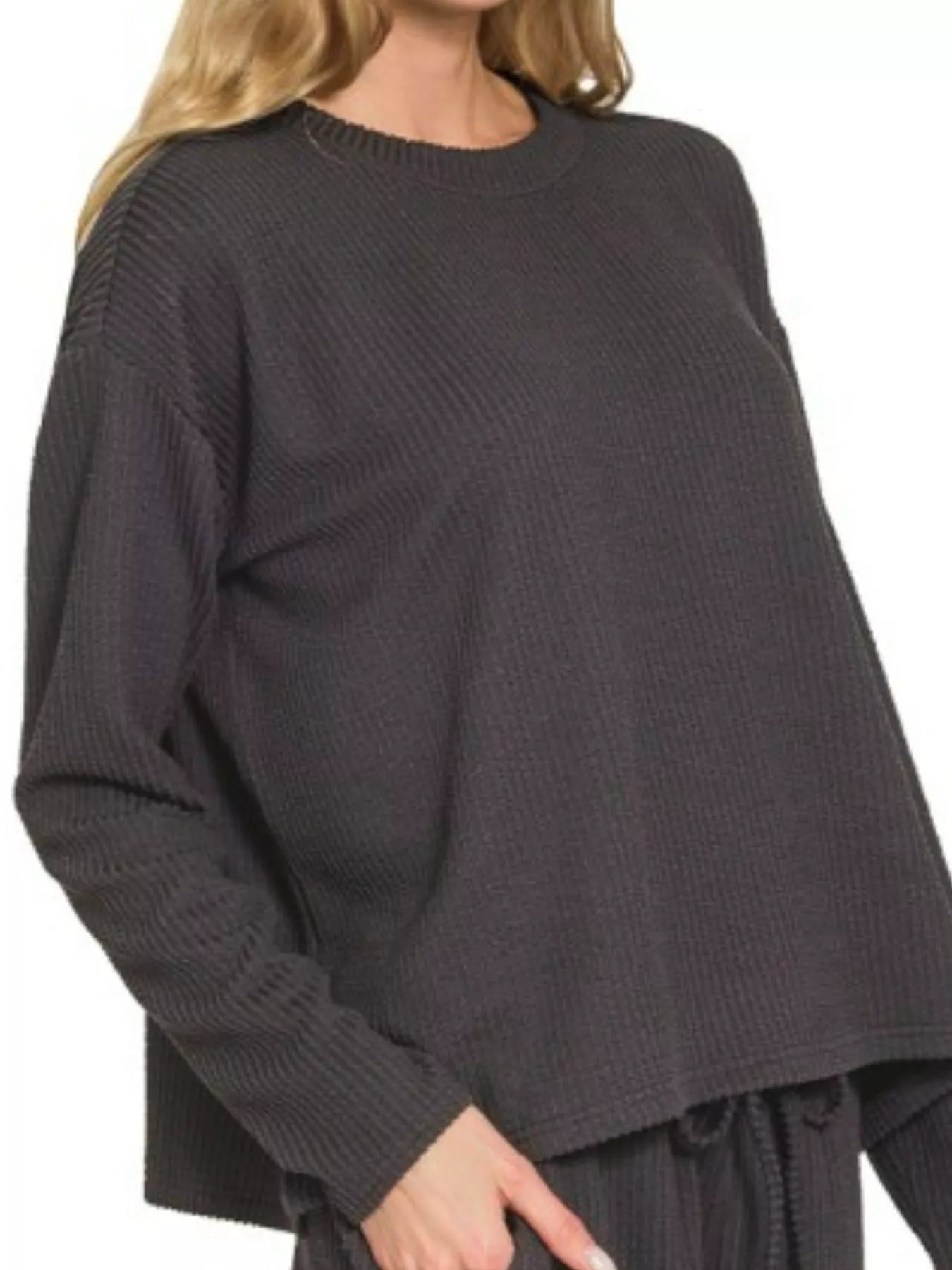 Corded Rib Long Sleeve Tee and Shorts Set