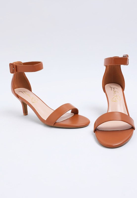 Feruda Faux Leather Kitten Heel Sandals