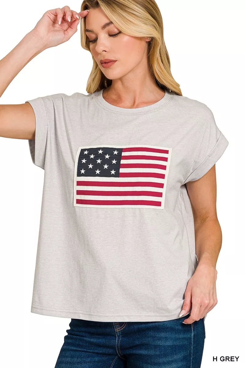 I am a Fashion Junky US Flag Round Neck Short Sleeve T-Shirt