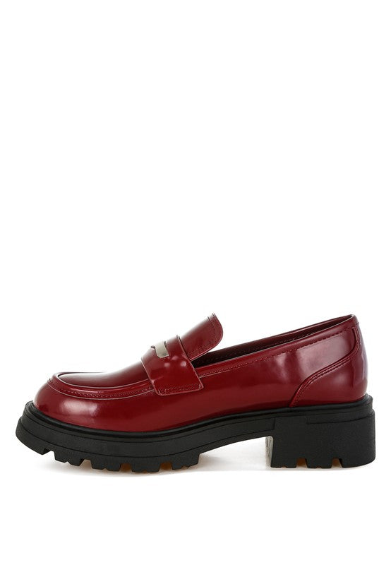 Gleam Stride Faux Leather Chunky Loafers