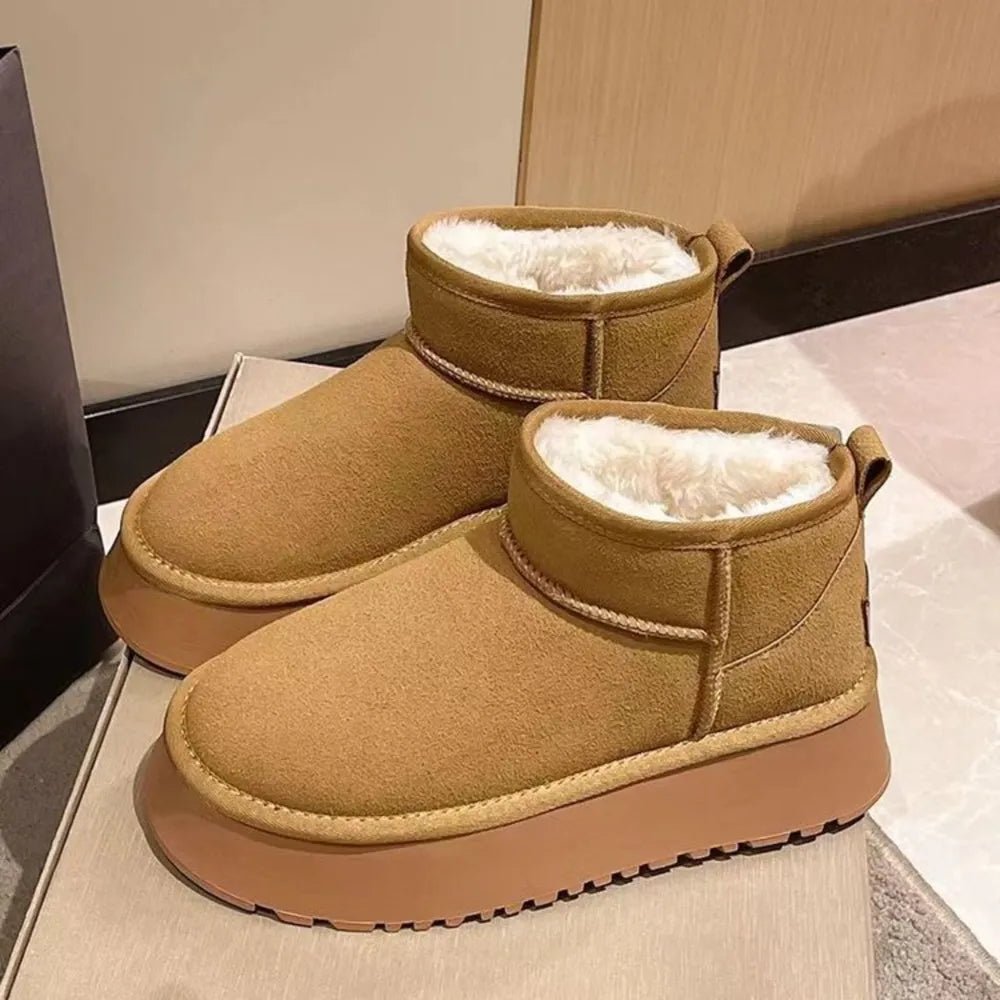 Fleece Lined Chunky Platform Mini Boots - Loving It Shop