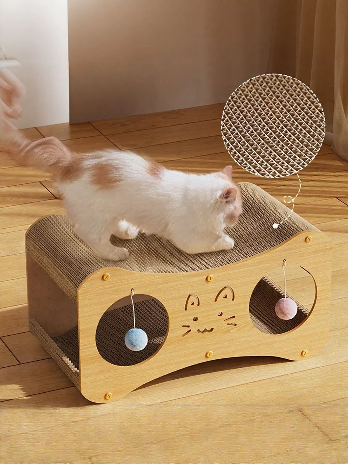 Interactive Cat Scratcher Lounge Bed with Toy Balls - Loving It Shop