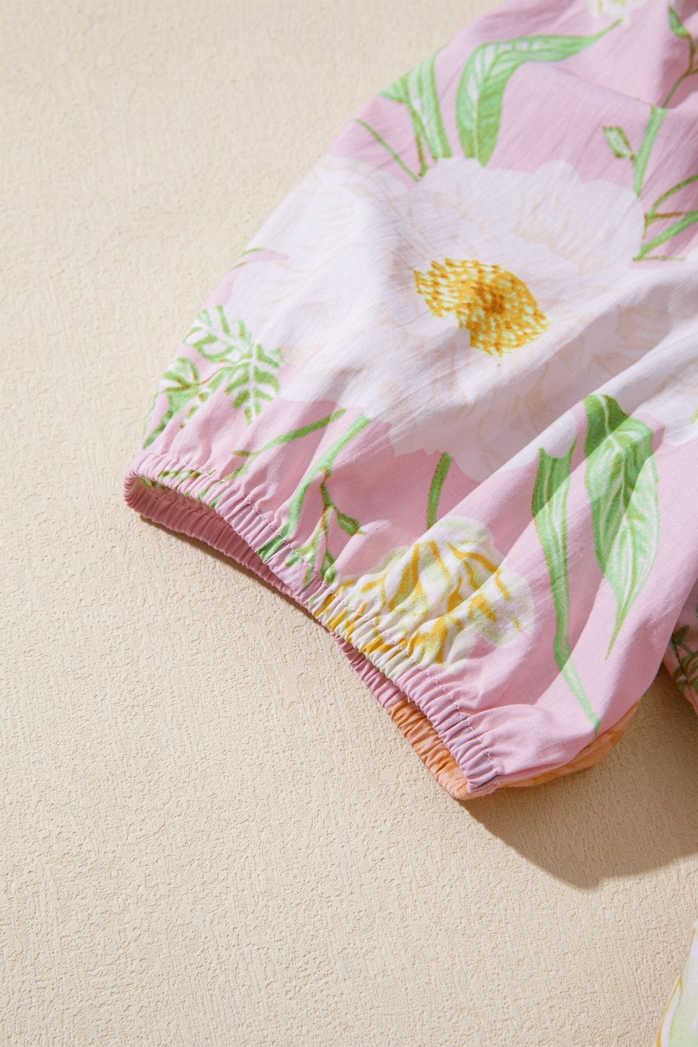 Pink Floral Print Short Puff Sleeve High Waist Tiered Maxi Dress - Loving It Shop