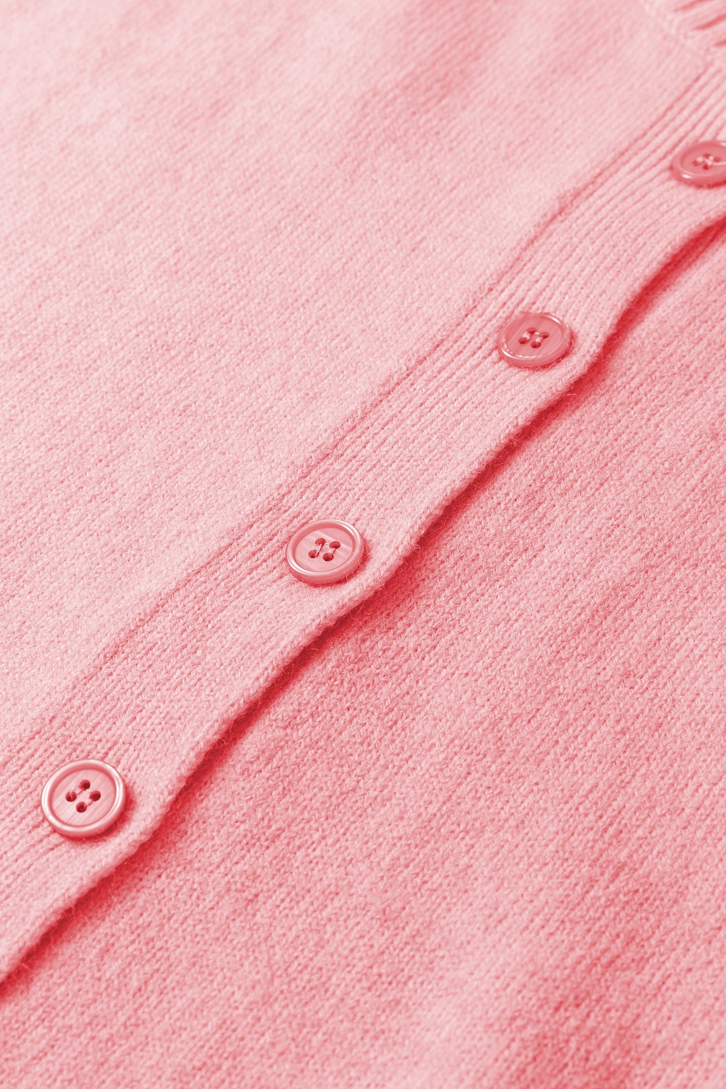 Peach Blossom 3/4 Sleeve Boxy Knit Button Down Sweater Cardigan