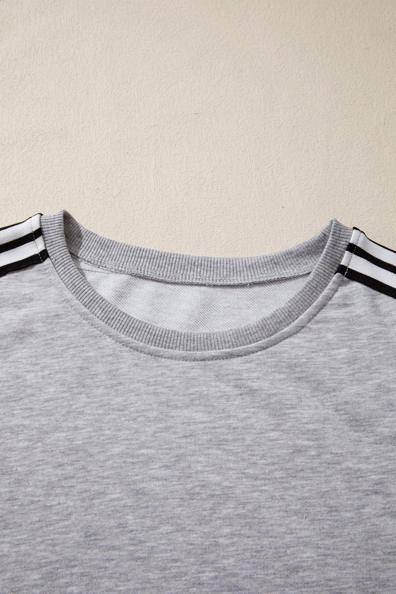 Light Grey Patchwork Detail Raw Edge Oversize Tee - Loving It Shop