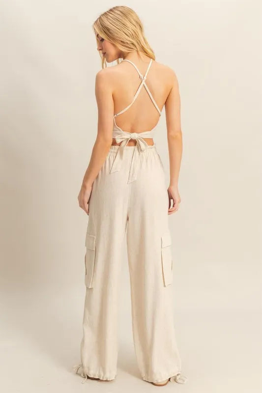 Crop Top and Cargo Pants Set