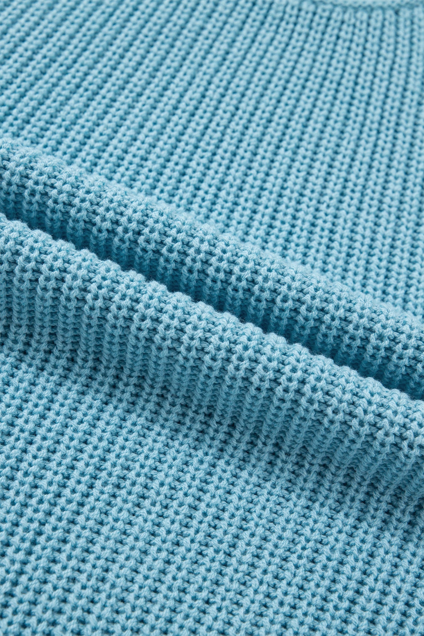 Mist Blue Exposed Seam Detail Half Sleeve Loose Sweater