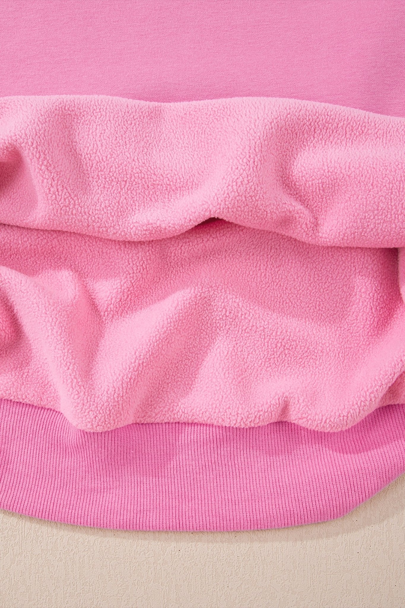 Bright Pink Oversize Drop Shoulder Reversible Mock Neck Sweatshirt - Loving It Shop