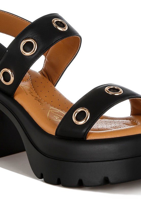 Urla Eyelet Detail Platform Heel Sandals - Loving It Shop