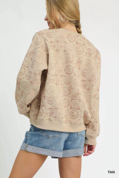 Coin Stamp Print Sweatshirt