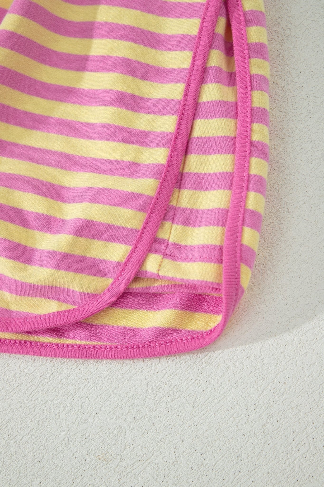 Pink Stripe Loose Short Sleeve Top and Skirt Set - Loving It Shop
