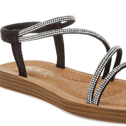 Ridayne Rhinestones Embellished Strappy Flats