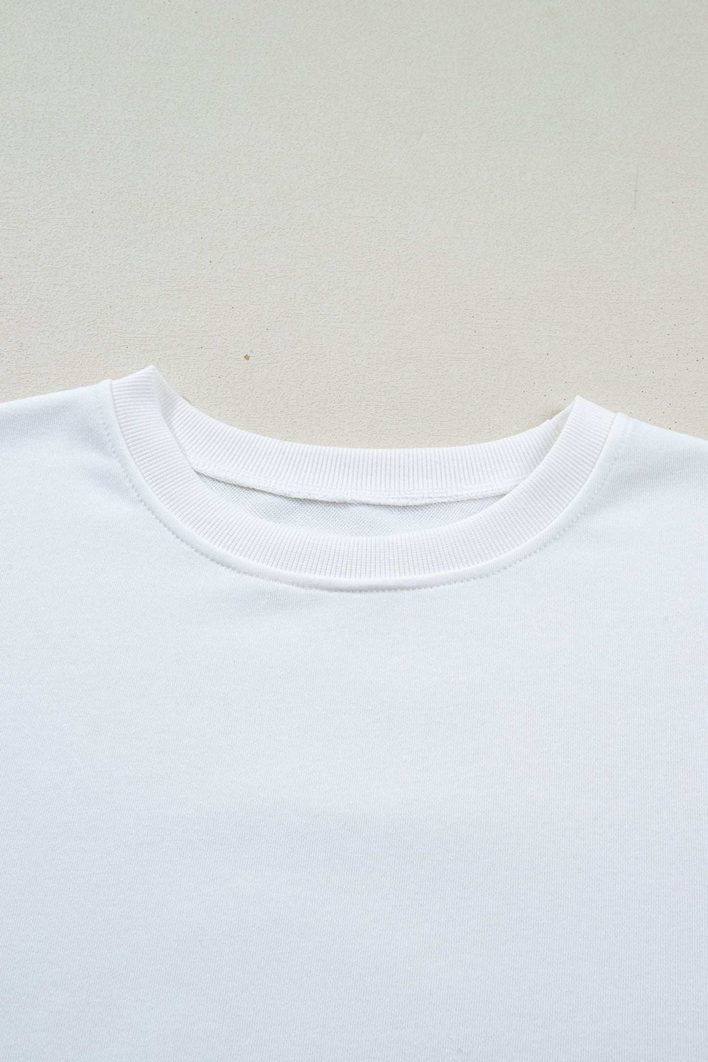 White Solid Color Dropped Shoulder Long Sleeve Top