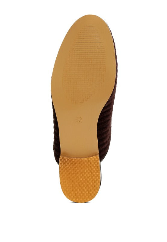 Ouzini Velvet Textured Slip On Mules