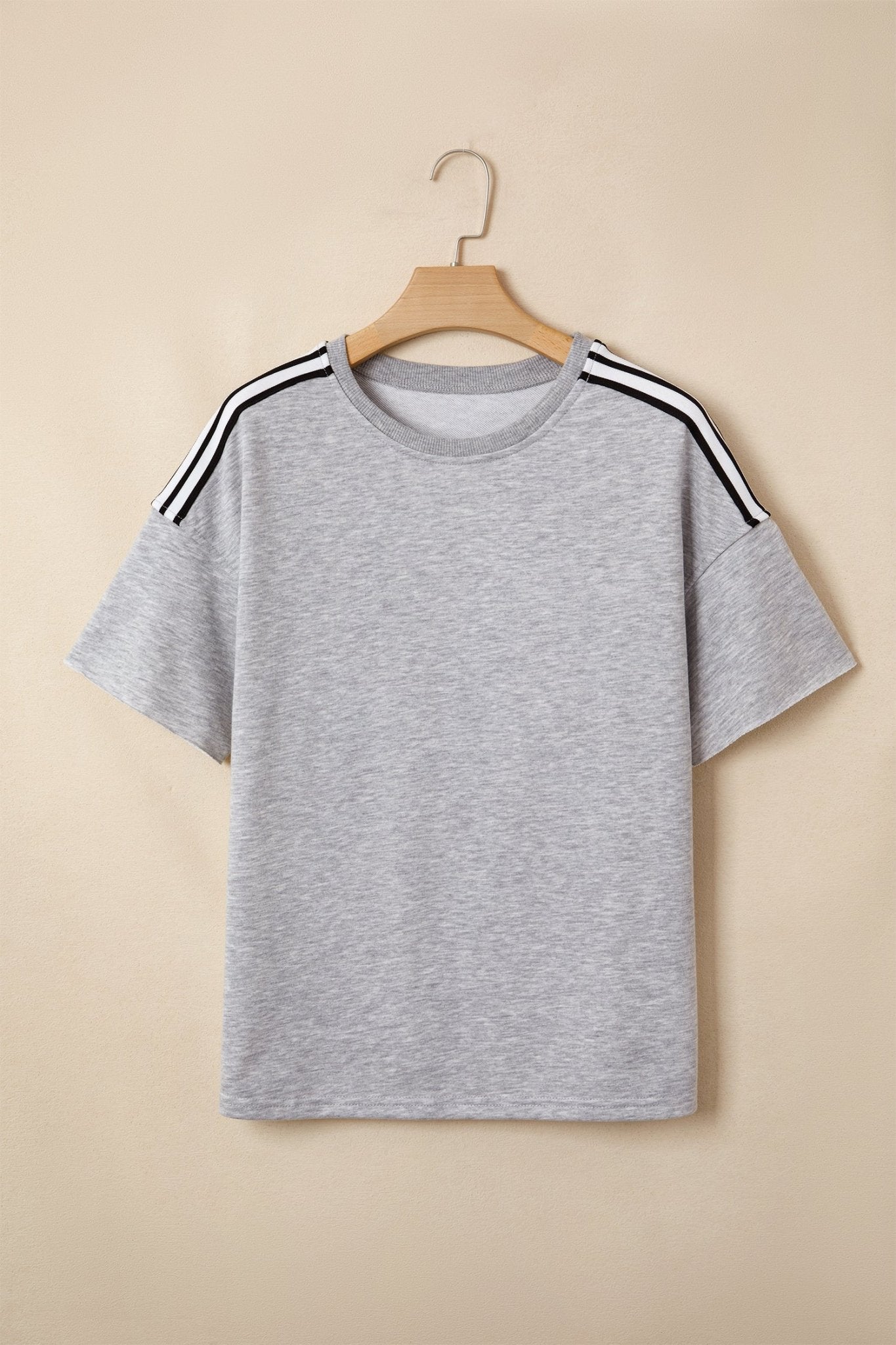 Light Grey Patchwork Detail Raw Edge Oversize Tee - Loving It Shop