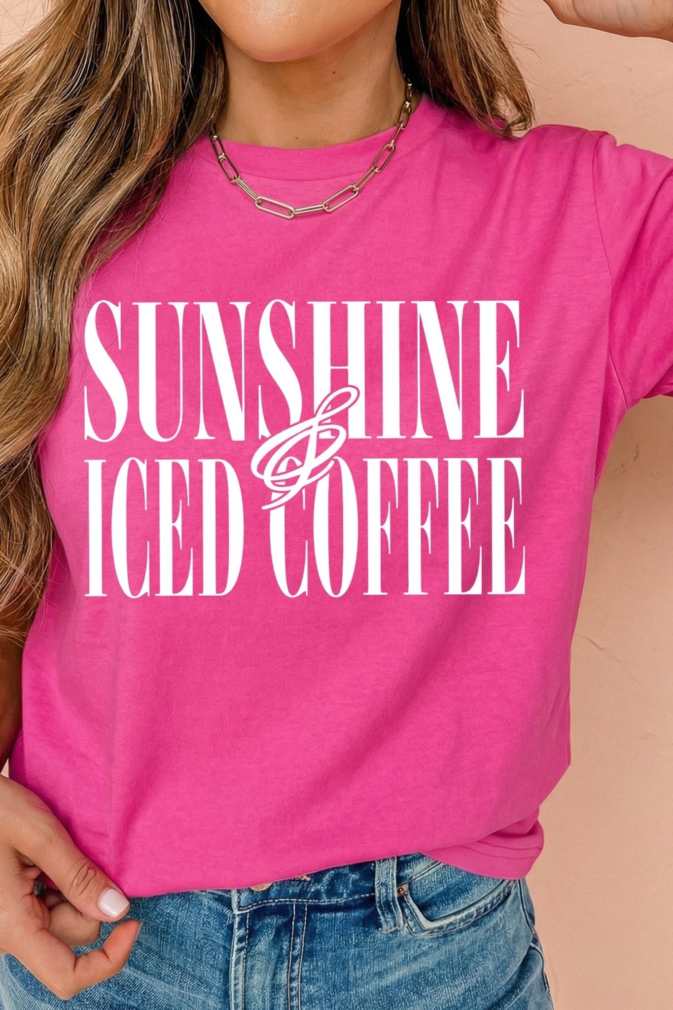 Rose Red SUNSHINE ICED COFFEE Casual Summer T Shirt - Loving It Shop
