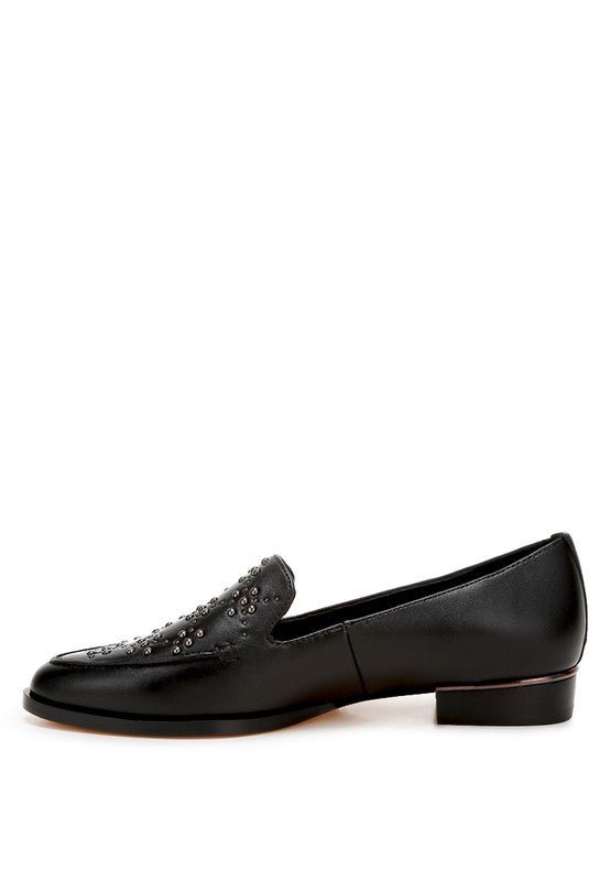 Gabassi Studded Genuine Leather Loafers - Loving It Shop