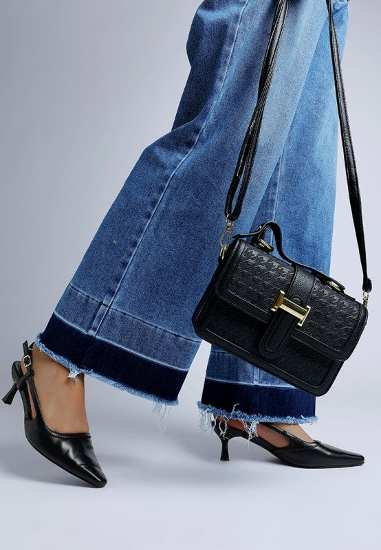 Luxton Slingback Pin Buckle Kitten Heels