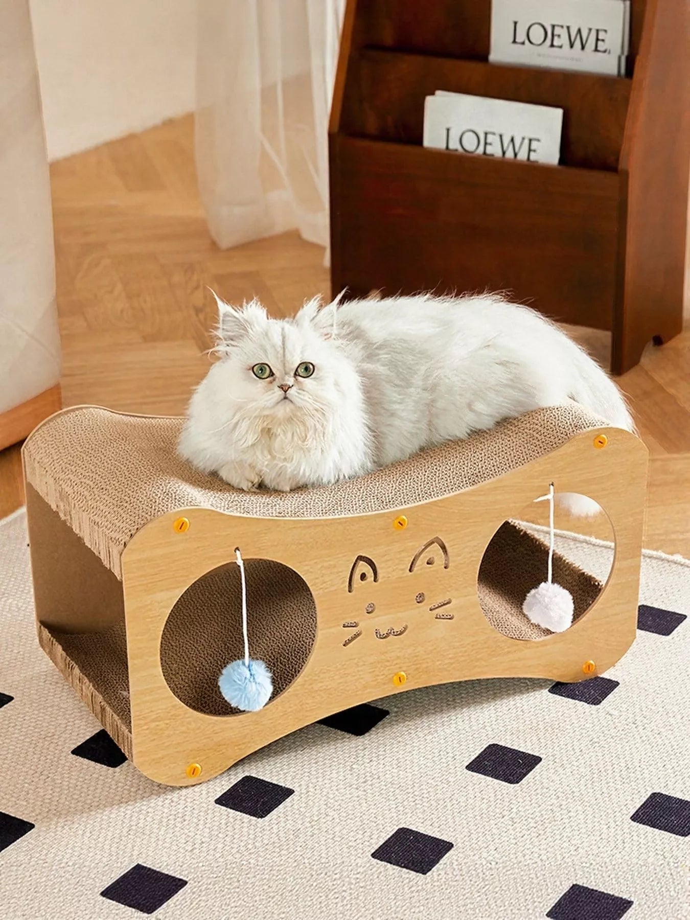 Interactive Cat Scratcher Lounge Bed with Toy Balls - Loving It Shop