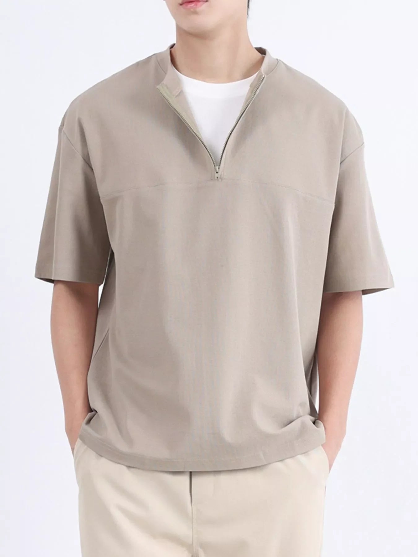 Men's Plus Size Half Sleeve Solid Color Top - Loving It Shop