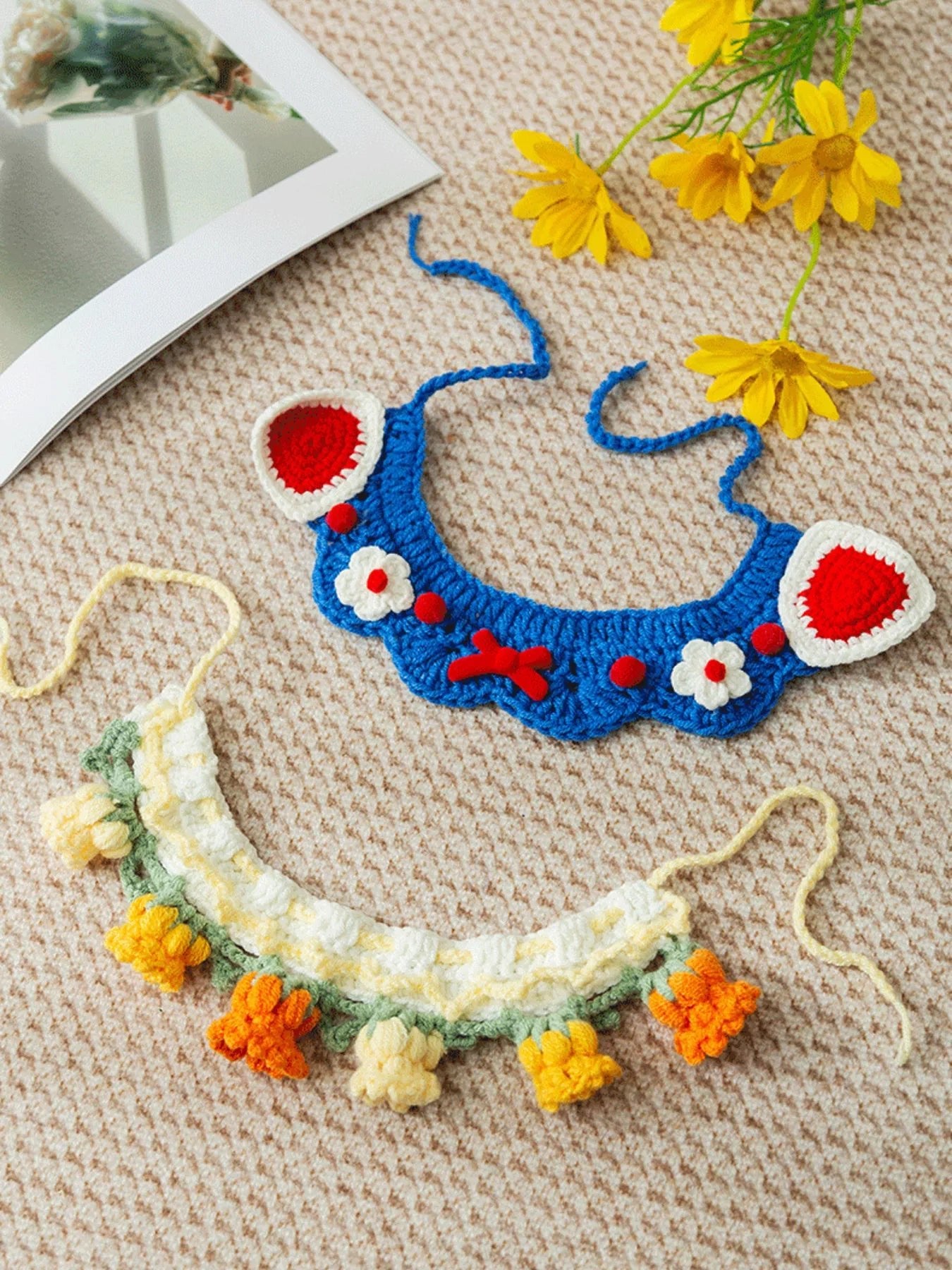 Knitted Floral Pet Collar - Loving It Shop