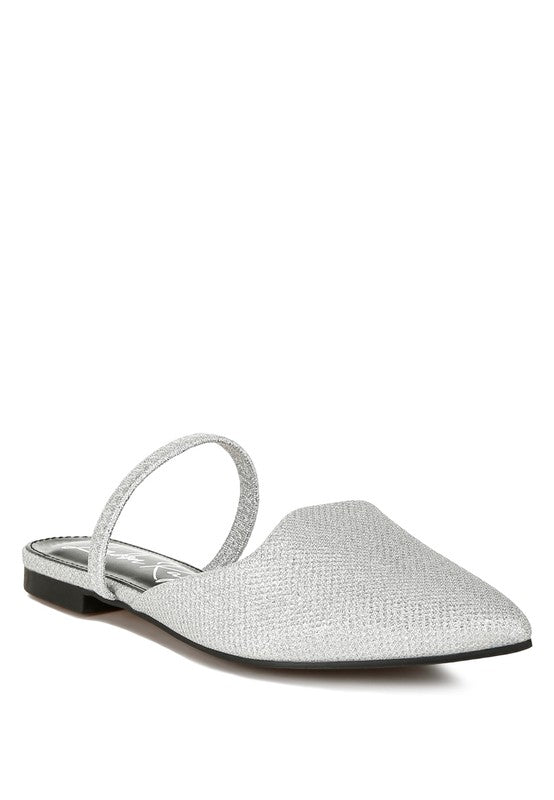 Twiggy Glitter Faux Leather Flat Mules