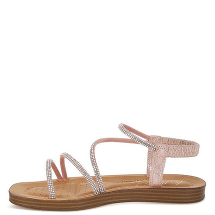 Ridayne Rhinestones Embellished Strappy Flats