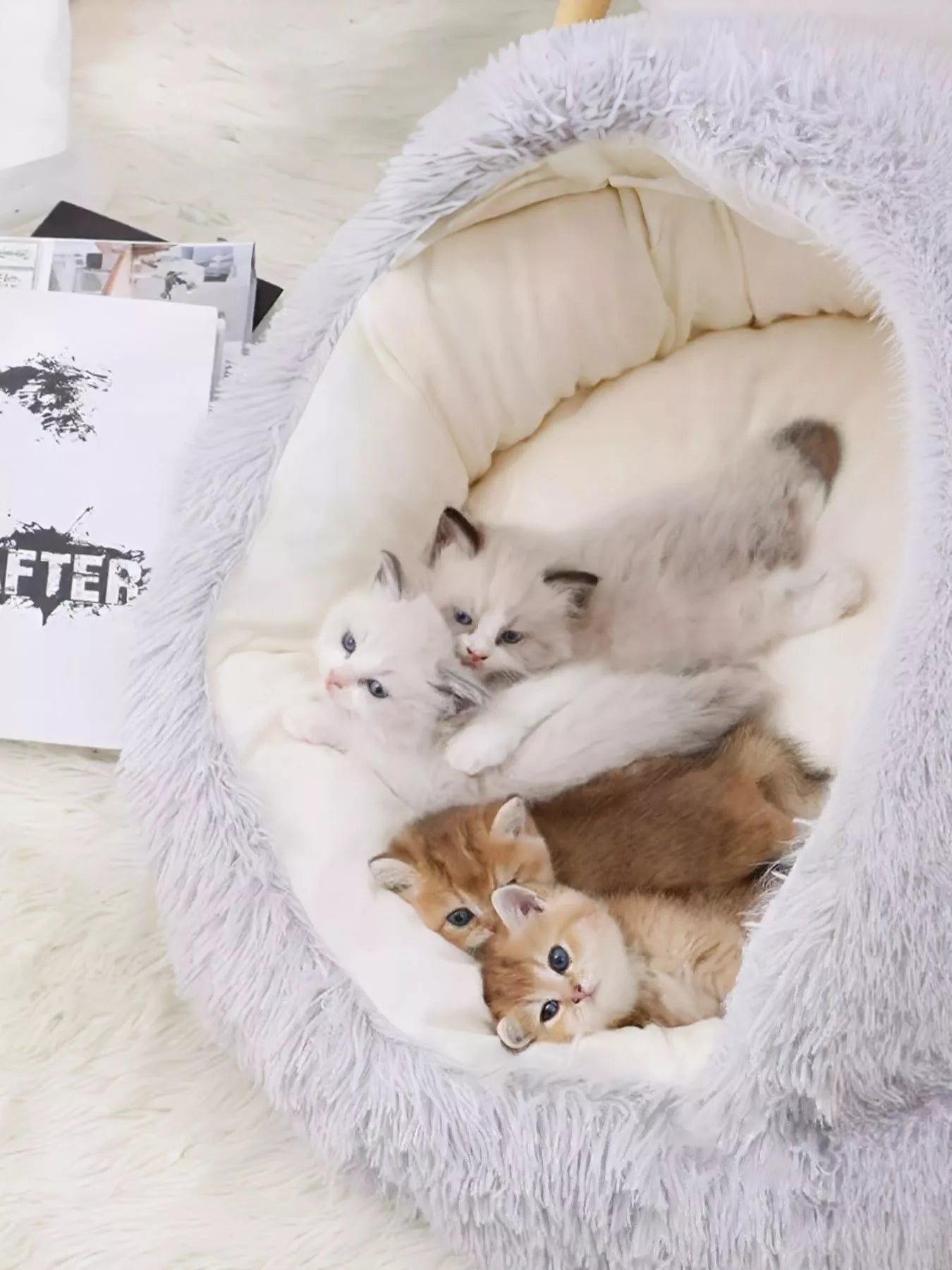 Round Plush Calming Pet Nest - Loving It Shop