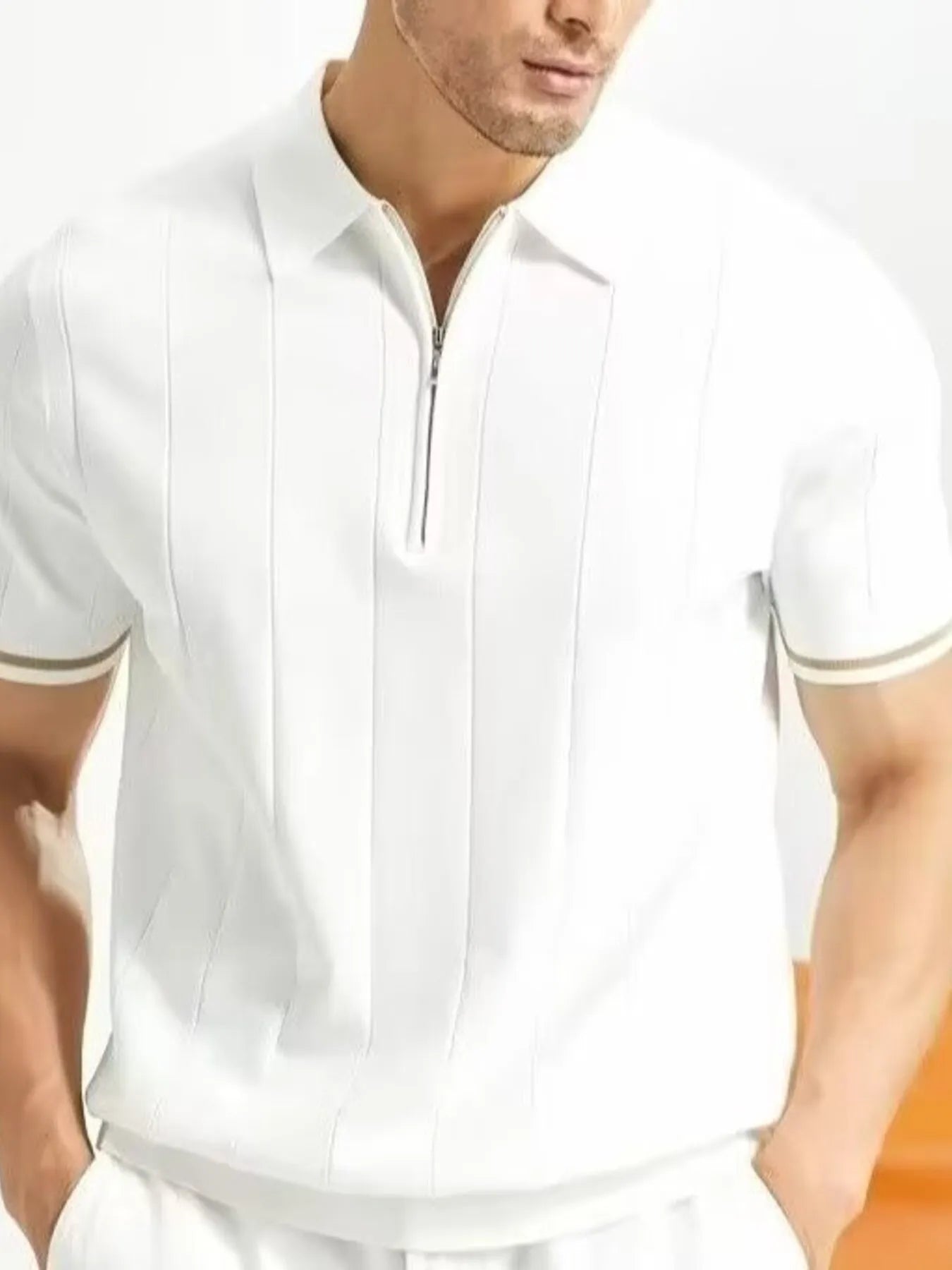 Men's Plus Size Modern Fit Zip-Up Polo Shirt