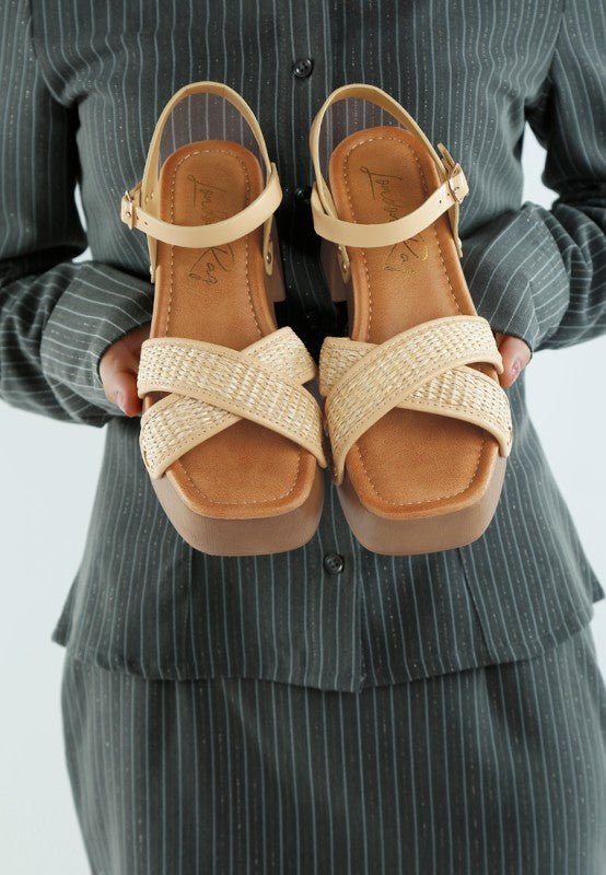 Qasa Studded Raffia Clog Sandals - Loving It Shop