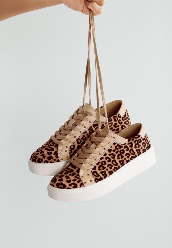 Flippin Studded Leopard Print Chunky Sneakers