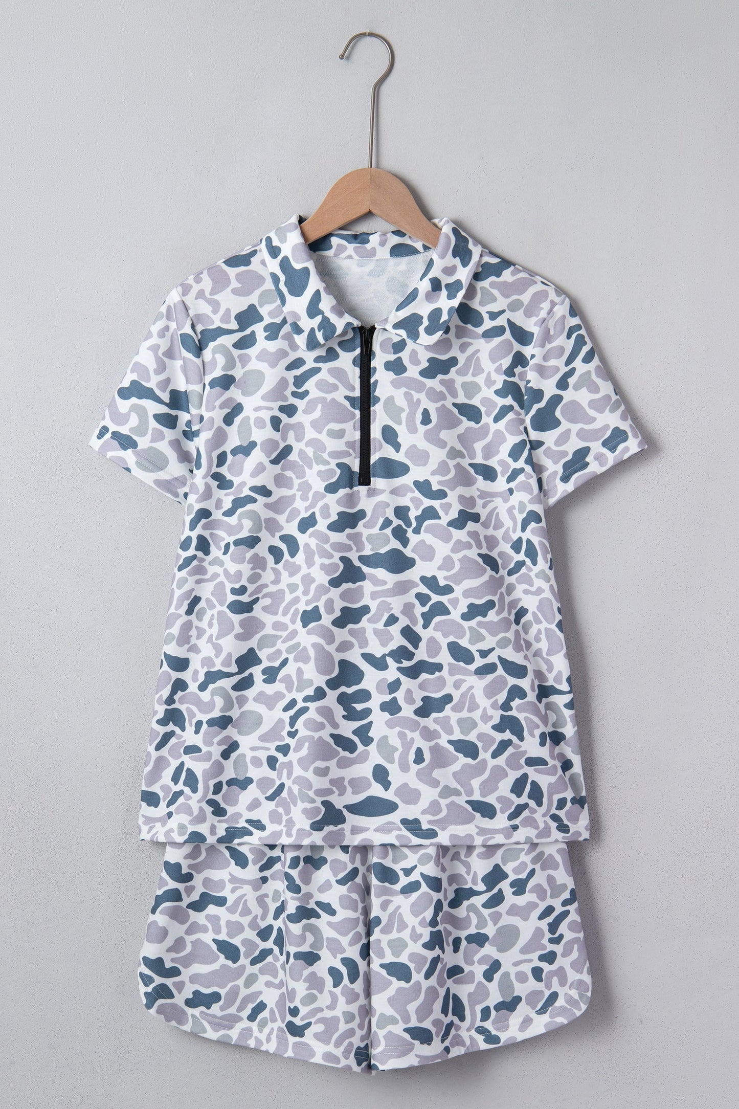 Multicolour Abstract Patterned Polo Collar T Shirt and Shorts Set